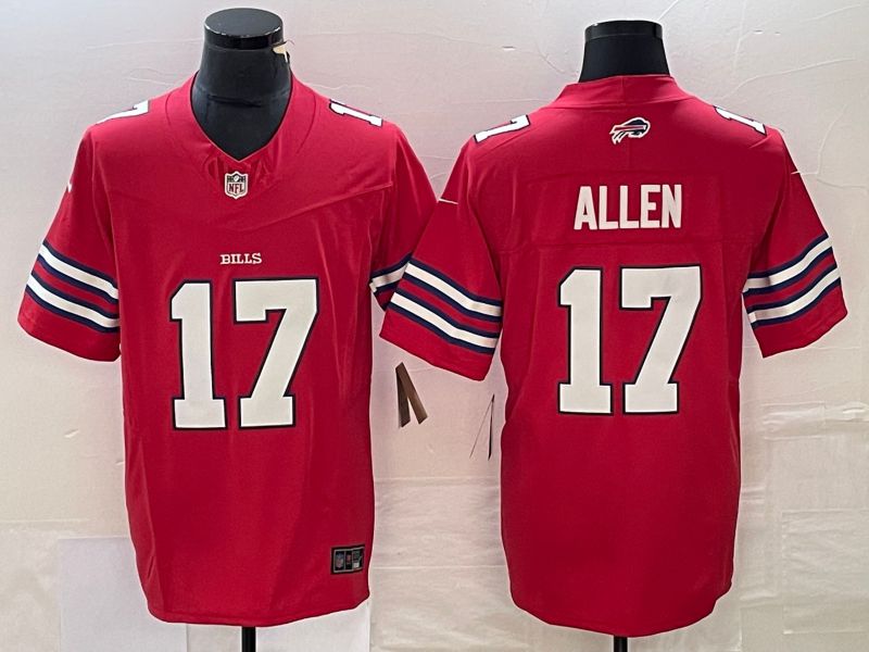 Men Buffalo Bills 17 Allen Red 2023 Nike Vapor Limited NFL Jersey style 1